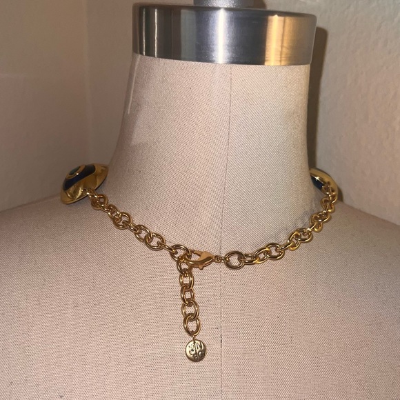 Navy and Gold Statement Necklace- Just Wow! - Picture 4 of 4